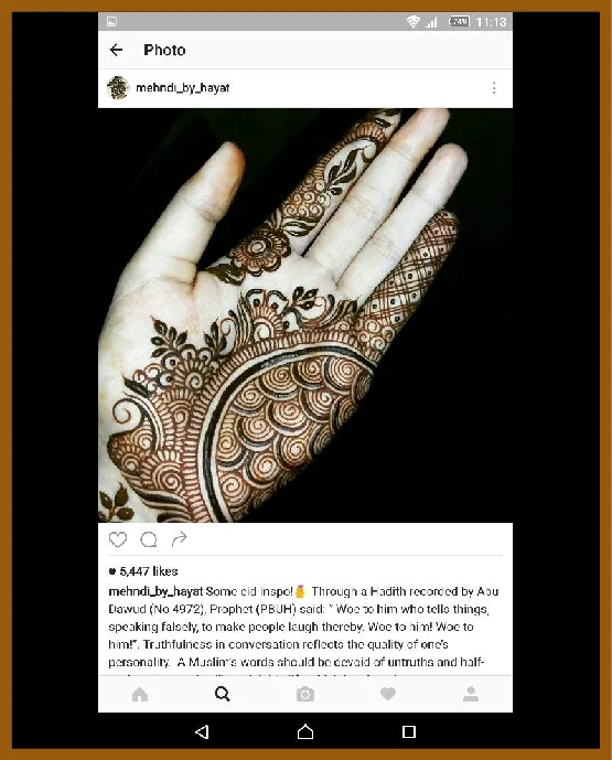 Simple Chain Wrap Modern Front Hand Mehndi Design